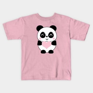 Baby Panda Pink Heart Kids T-Shirt